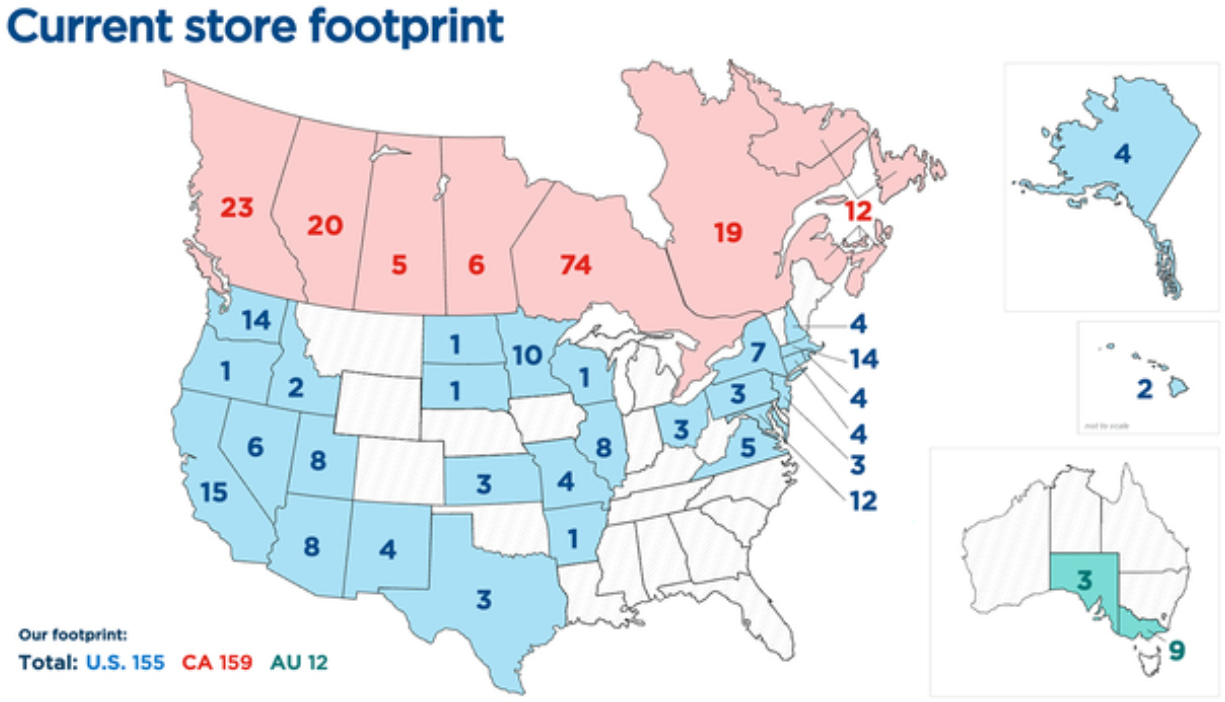 SVV’s store footprint as of December 30, 2023